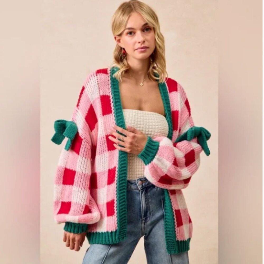 NEW Bibi Holiday Cardi with bow detail